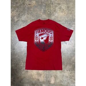 Famous Stars and Straps T-Shirt Men XXL Red Excellent Silver Shield Graphic